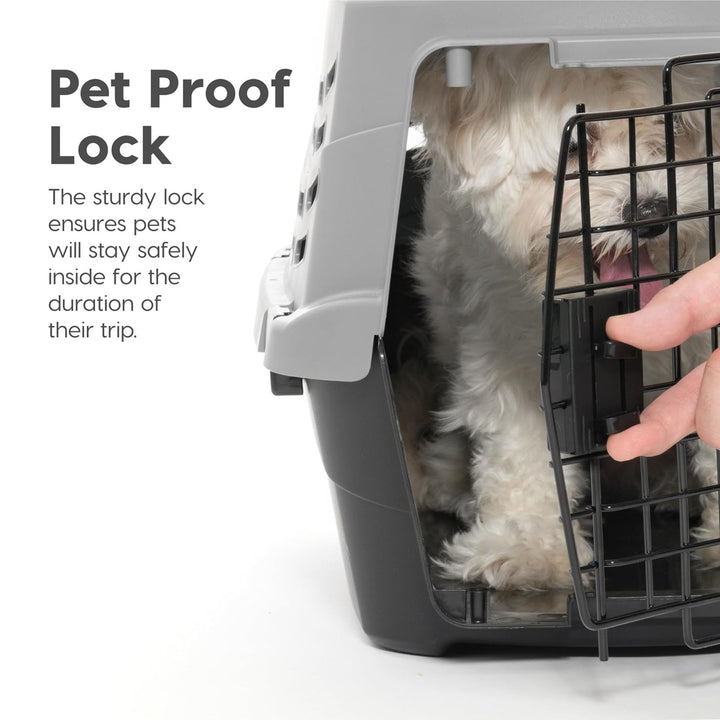 IRIS USA Small Pet Carrier, Dual Opening Cat and Dog 23" Crate, Black/Gray(Used)