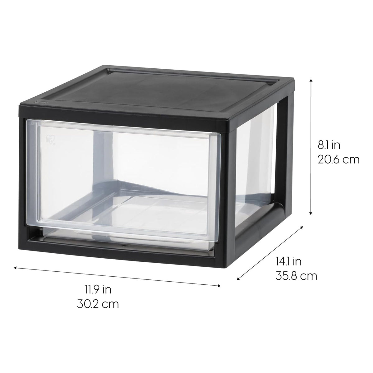 IRIS USA 3 Pack 14.5 Qt Plastic Drawer Storage Organizer, Stackable Unit, Black