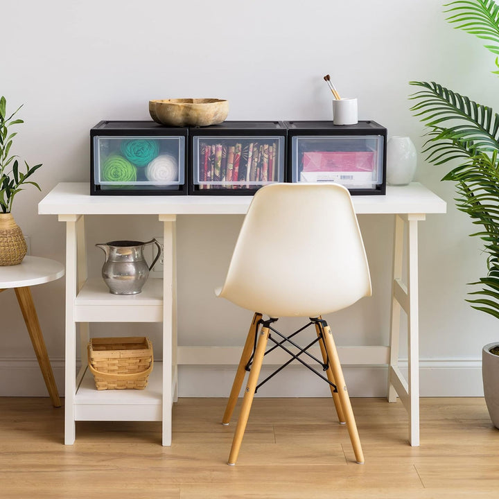 IRIS USA 3 Pack 14.5 Qt Plastic Drawer Storage Organizer, Stackable Unit(Used)