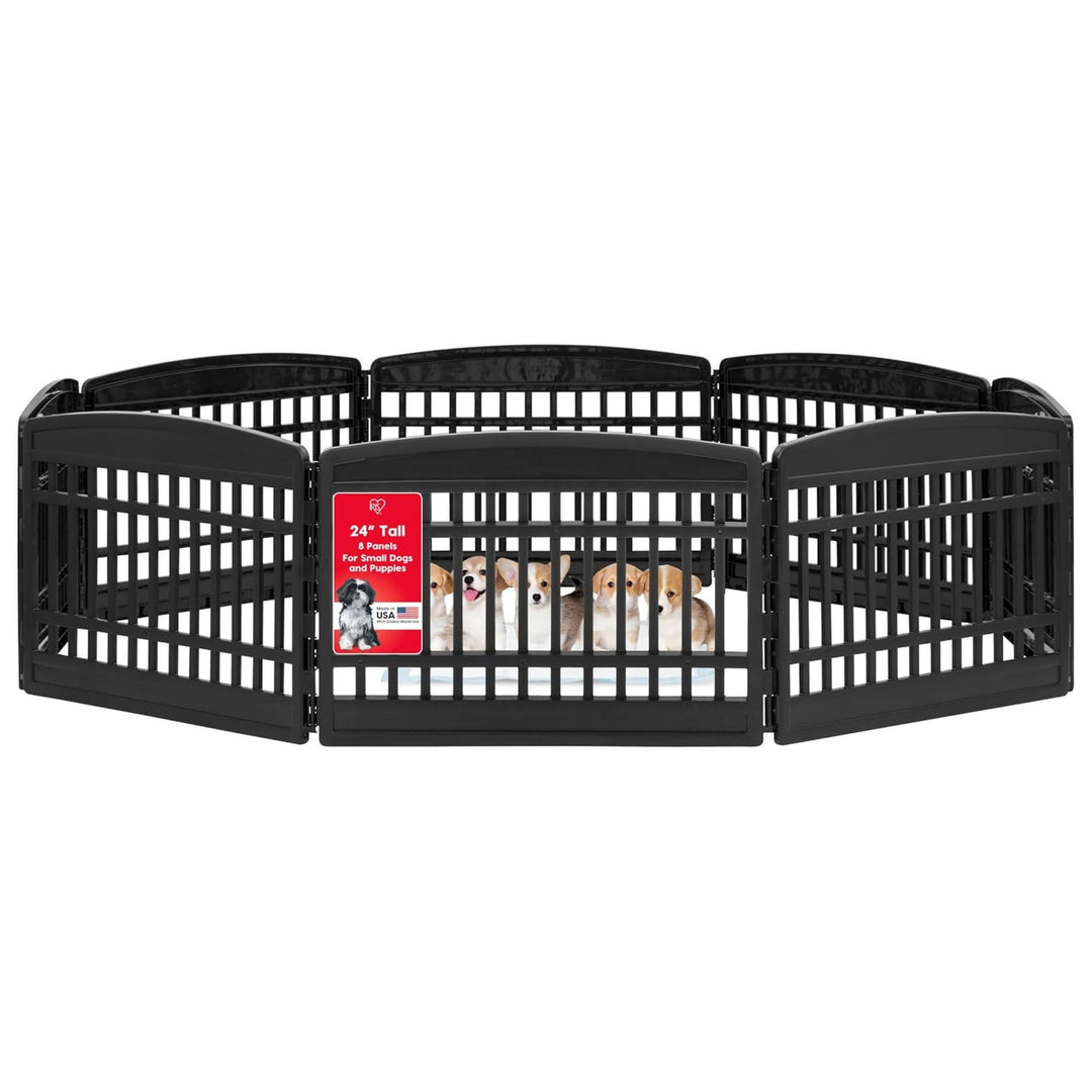IRIS USA 8 Panel 24 Inch Dog and Pet Playpen with Door, Indoor/Outdoor(Open Box)