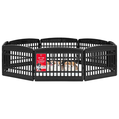IRIS USA 8 Panel 24 Inch Dog and Pet Playpen with Door, Indoor/Outdoor(Open Box) - VMInnovations