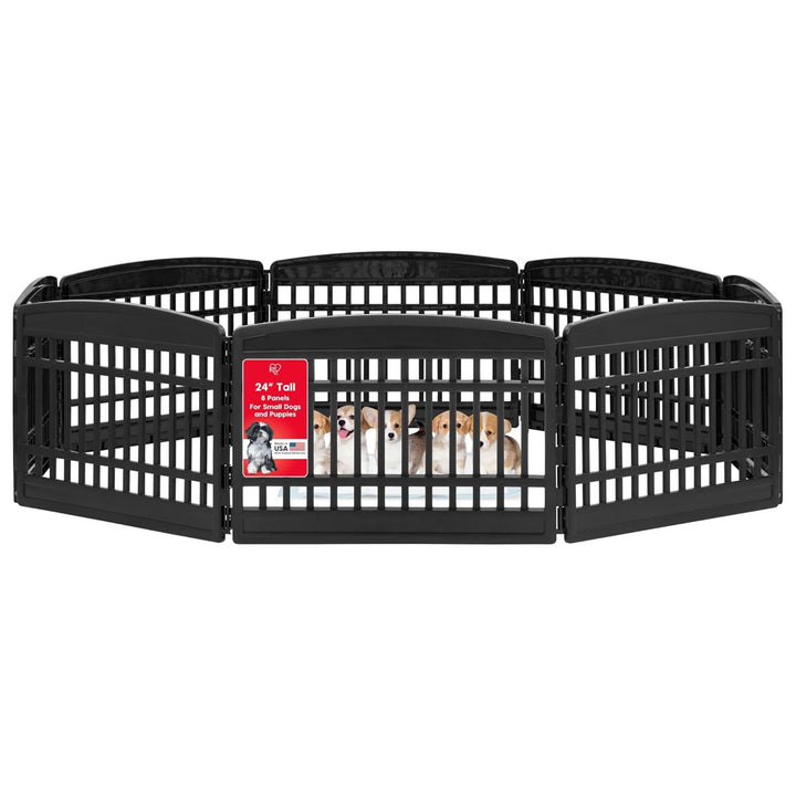 IRIS USA 8 Panel 24 Inch Dog and Pet Playpen with Door, Indoor/Outdoor(Open Box)
