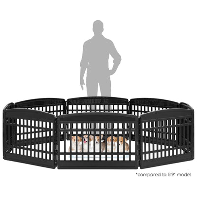 IRIS USA 8 Panel 24 Inch Dog and Pet Playpen with Door, Indoor or Outdoor, Black