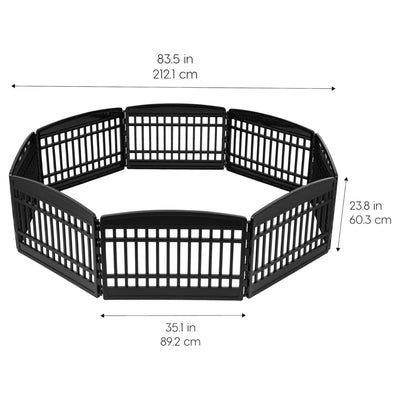 IRIS USA 8 Panel 24 Inch Dog and Pet Playpen with Door, Indoor or Outdoor, Black