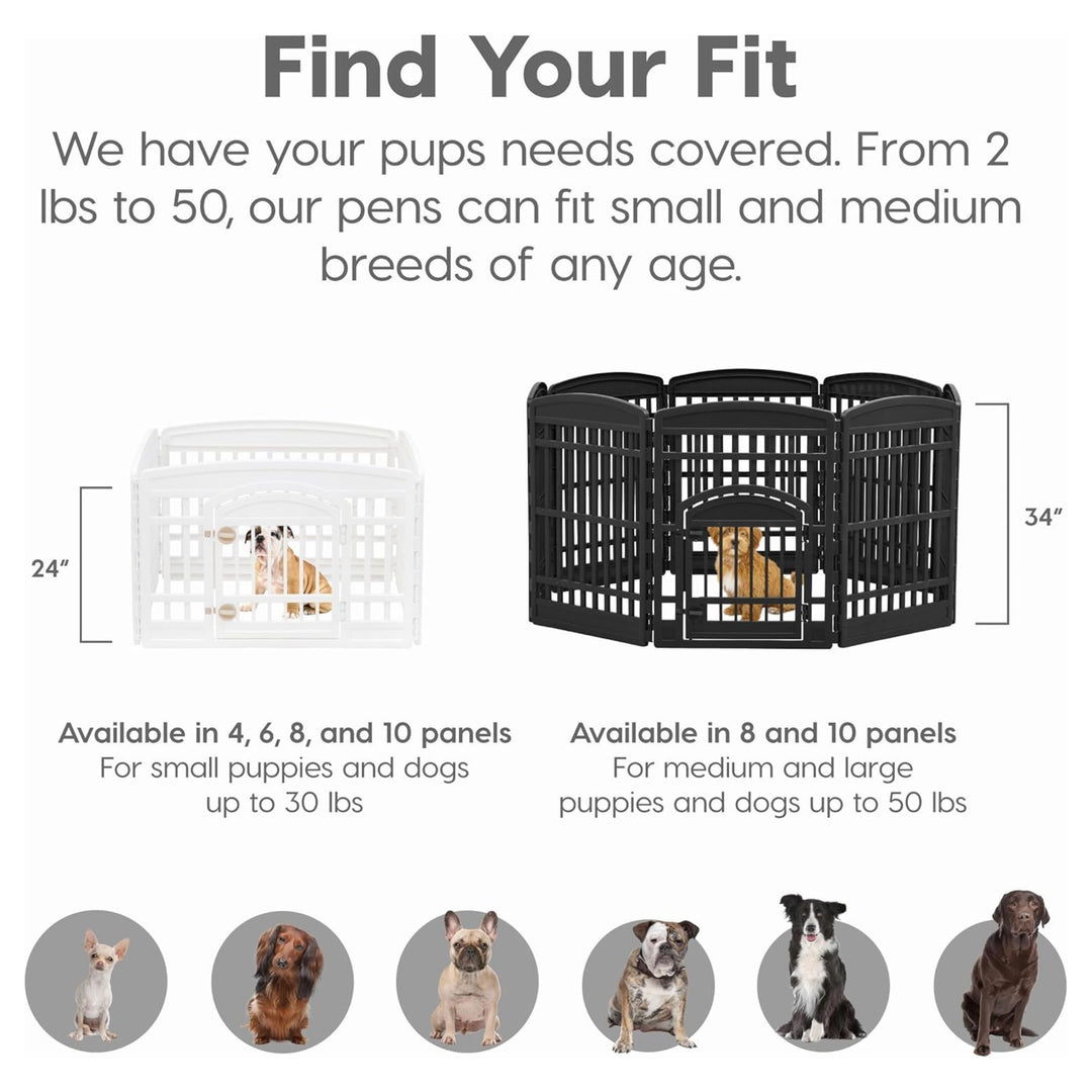 IRIS USA 8 Panel 24 Inch Dog and Pet Playpen with Door, Indoor/Outdoor(Open Box)