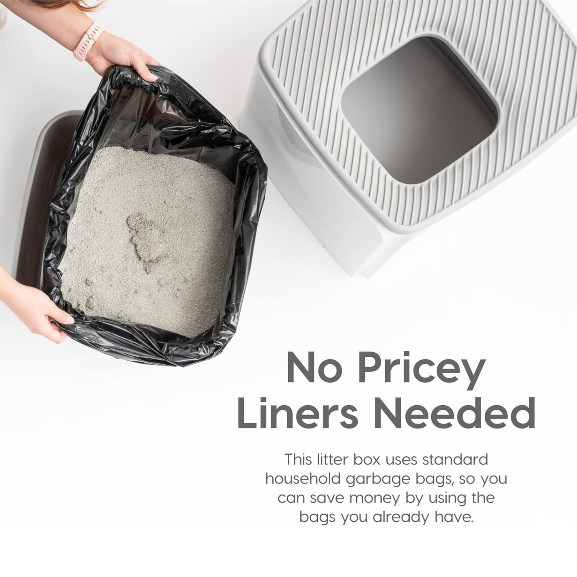 IRIS USA Premium Top Entry Cat Litter Box with Scoop and Enclosed Design, Gray