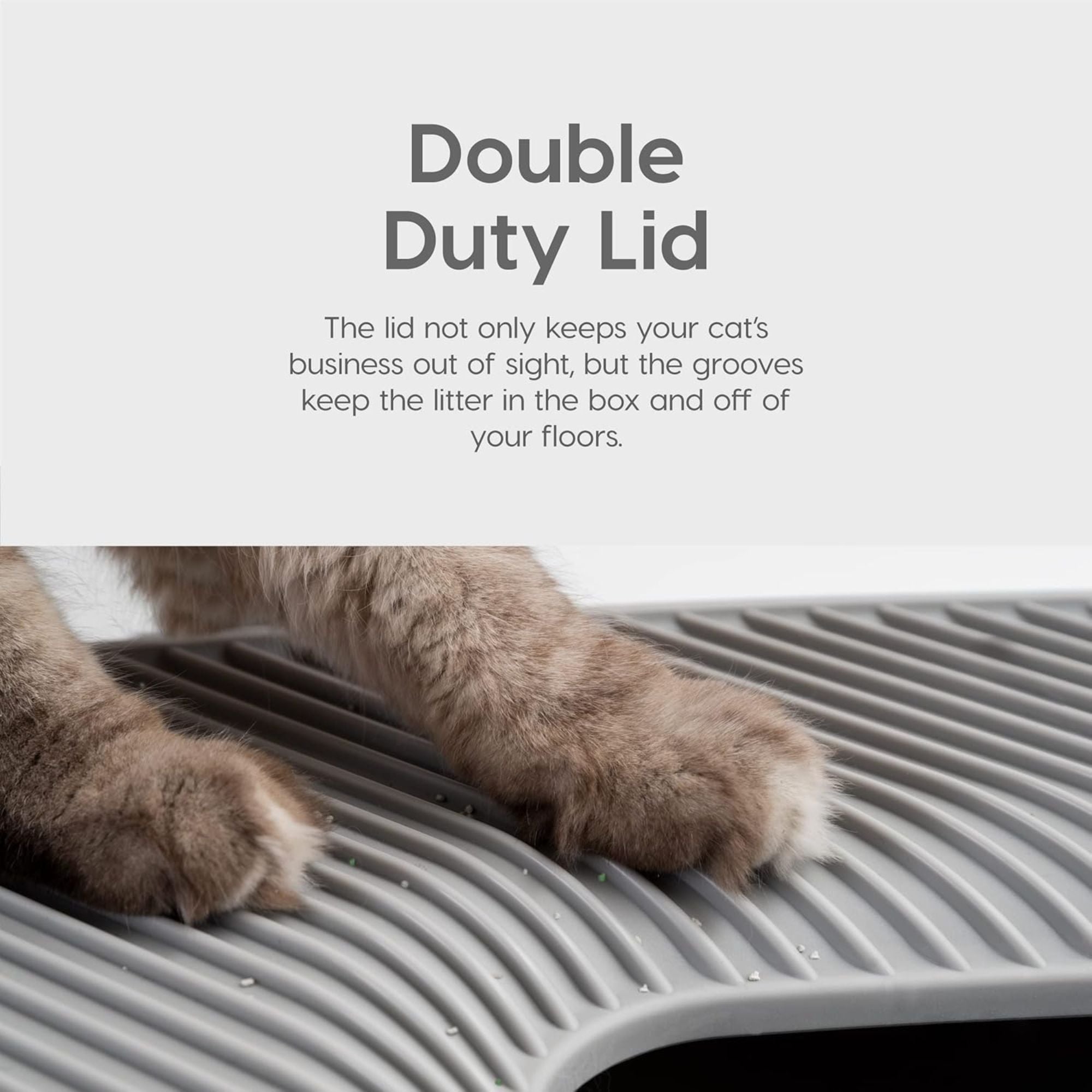 IRIS USA Premium Top Entry Cat Litter Box with Scoop and Enclosed Design, Gray