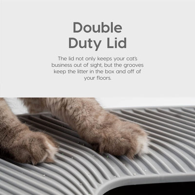 IRIS USA Premium Top Entry Cat Litter Box with Scoop and Enclosed Design, Gray