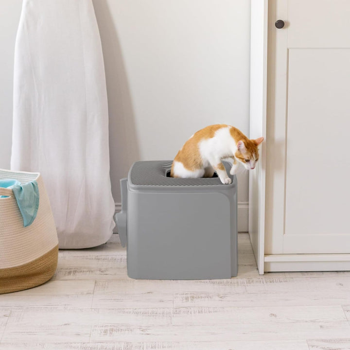 IRIS USA Premium Top Entry Cat Litter Box with Scoop & Enclosed Design(Open Box) - VMInnovations