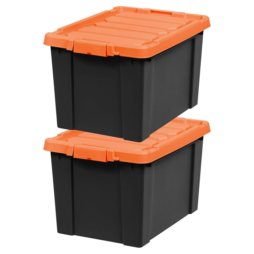 IRIS USA 2 Pack, 20 Gal Lockable Storage Bins Stackable Containers (Open Box)