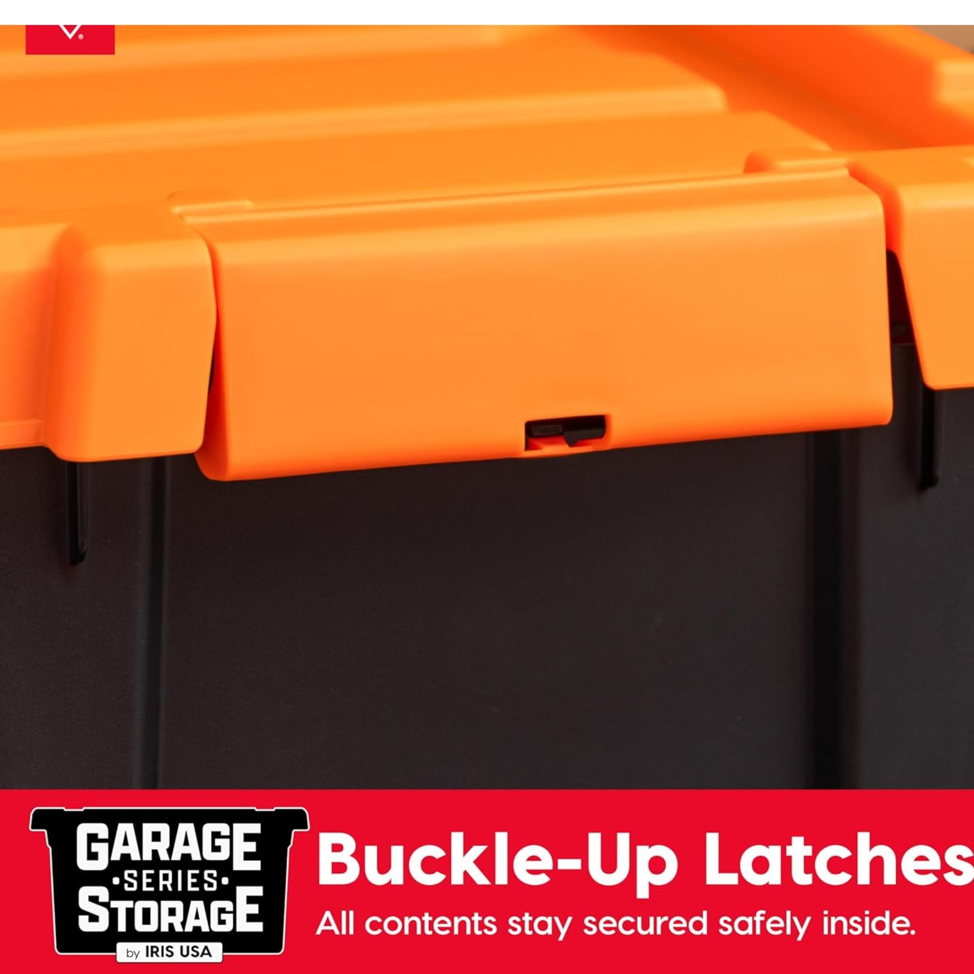 IRIS USA 2 Pack, 20 Gal Lockable Storage Bins Stackable Containers, Black/Orange