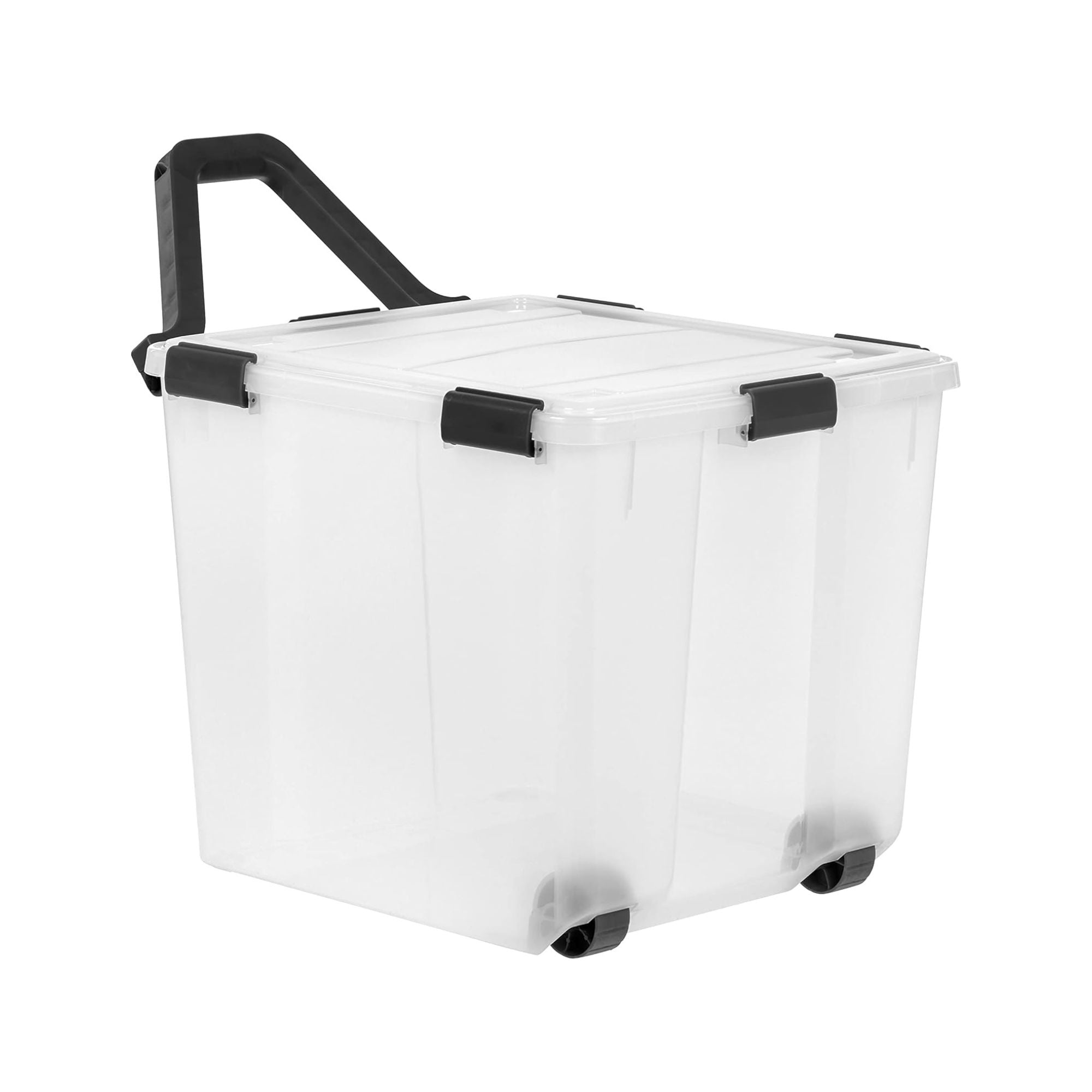 IRIS USA 6 Pack 106 Quart WEATHERPRO Wheeled Plastic Storage Bin with Secure Lid