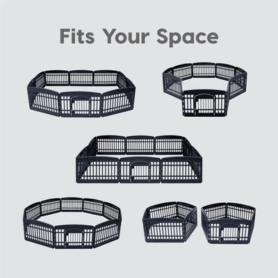 IRIS USA 10 Panel 24 Inch Dog & Pet Playpen with Door, Indoor or Outdoor, Black