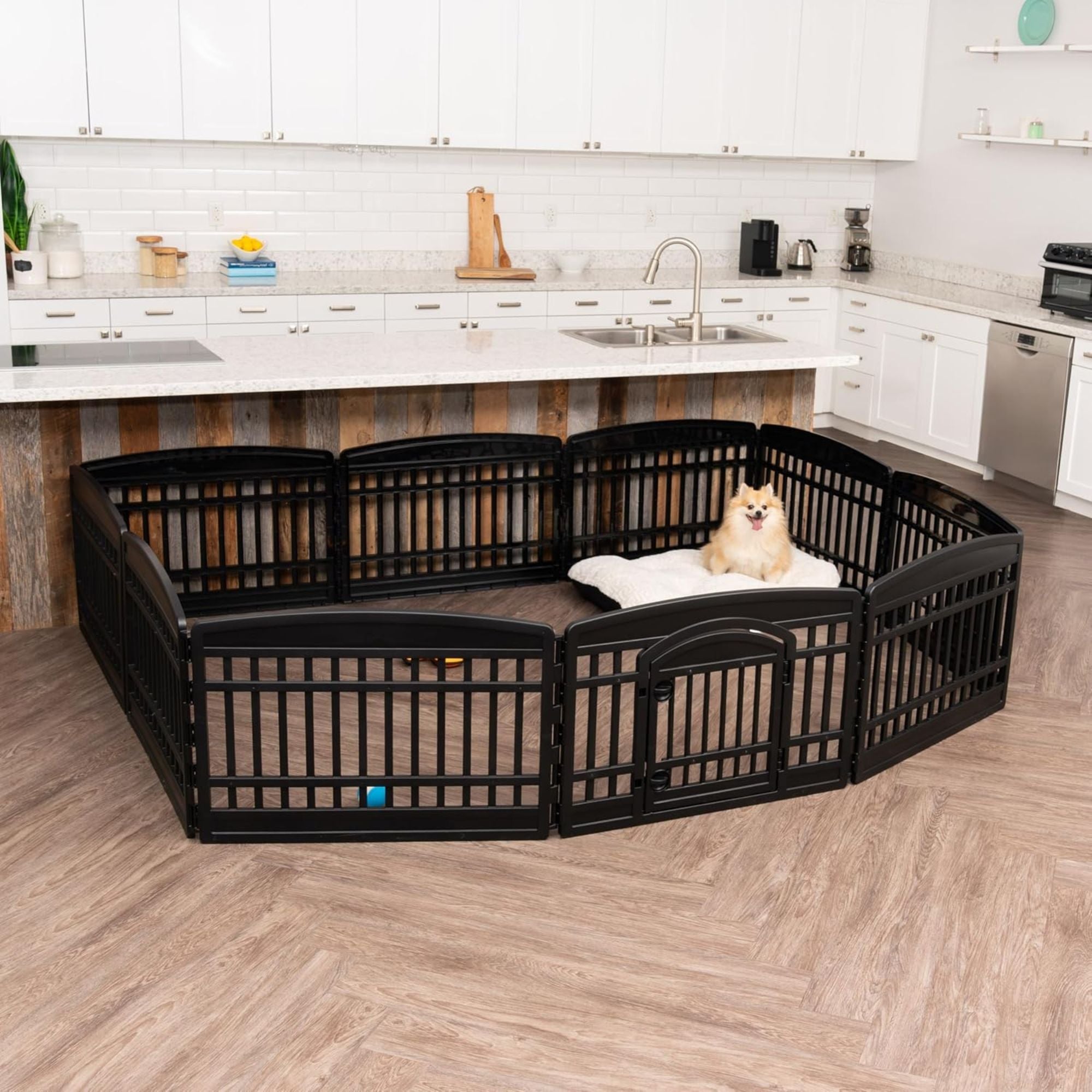 IRIS USA 10 Panel 24 Inch Dog & Pet Playpen with Door, Indoor or Outdoor, Black