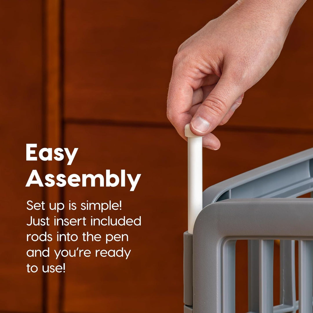 IRIS USA 8 Panel 34" Pet Playpen w/Door, Indoor or Outdoor, Grey (For Parts)