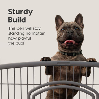 IRIS USA 8 Panel 34 Inch Dog and Pet Playpen with Door, Indoor or Outdoor, Grey
