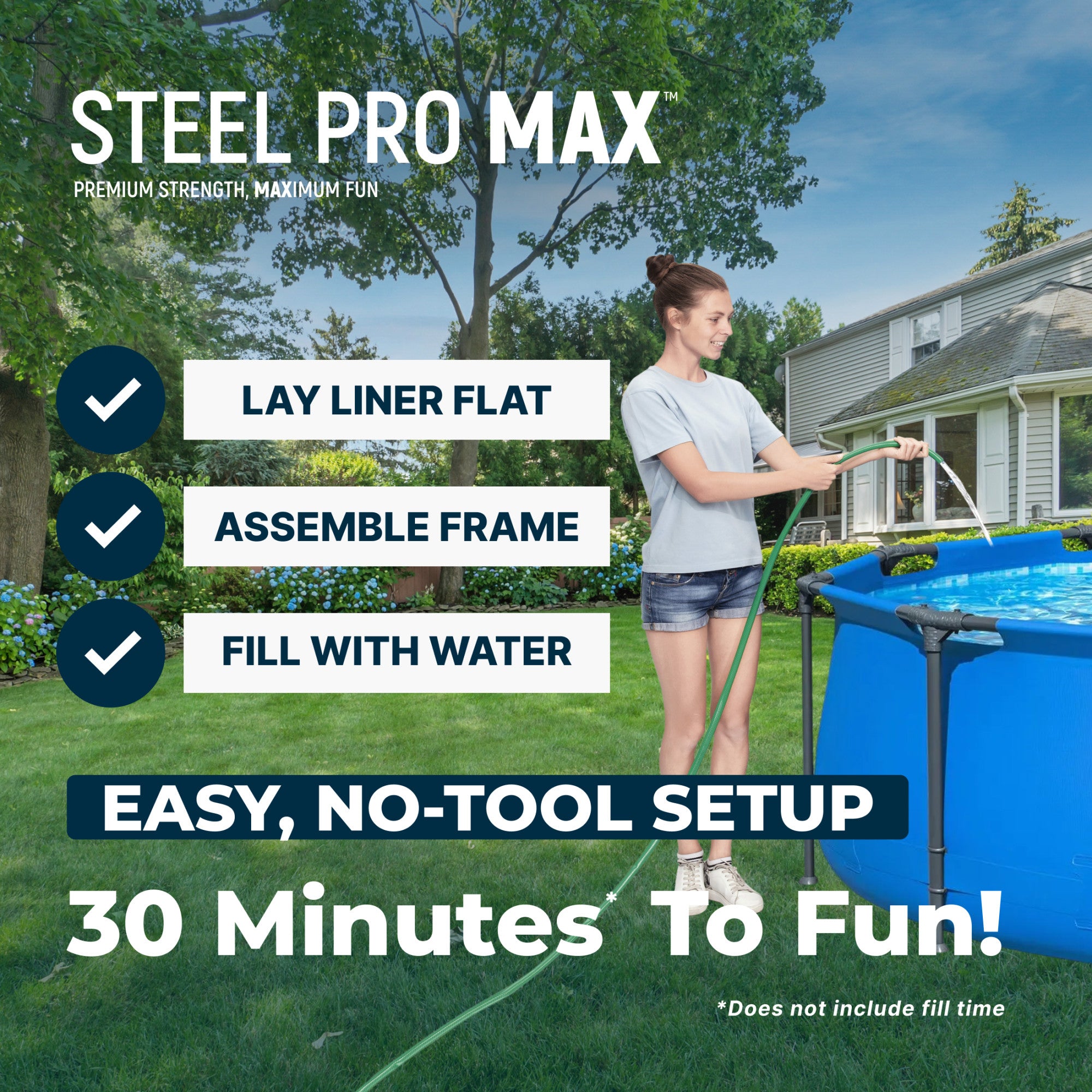Bestway Steel Pro MAX 12’ x 30" Metal Frame Above Ground, POOL ONLY (Open Box)