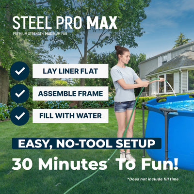 Bestway Steel Pro MAX 12’ x 30" Metal Frame Above Ground, POOL ONLY (Open Box)