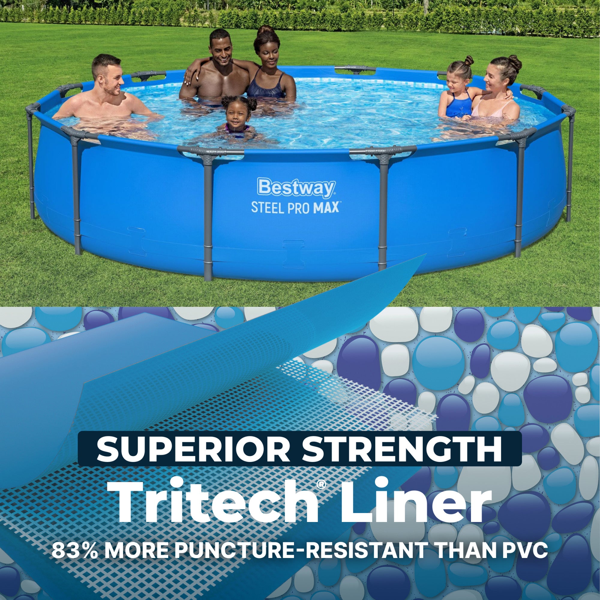 Bestway Steel Pro MAX 12’ x 30" Metal Frame Above Ground, POOL ONLY (Open Box)