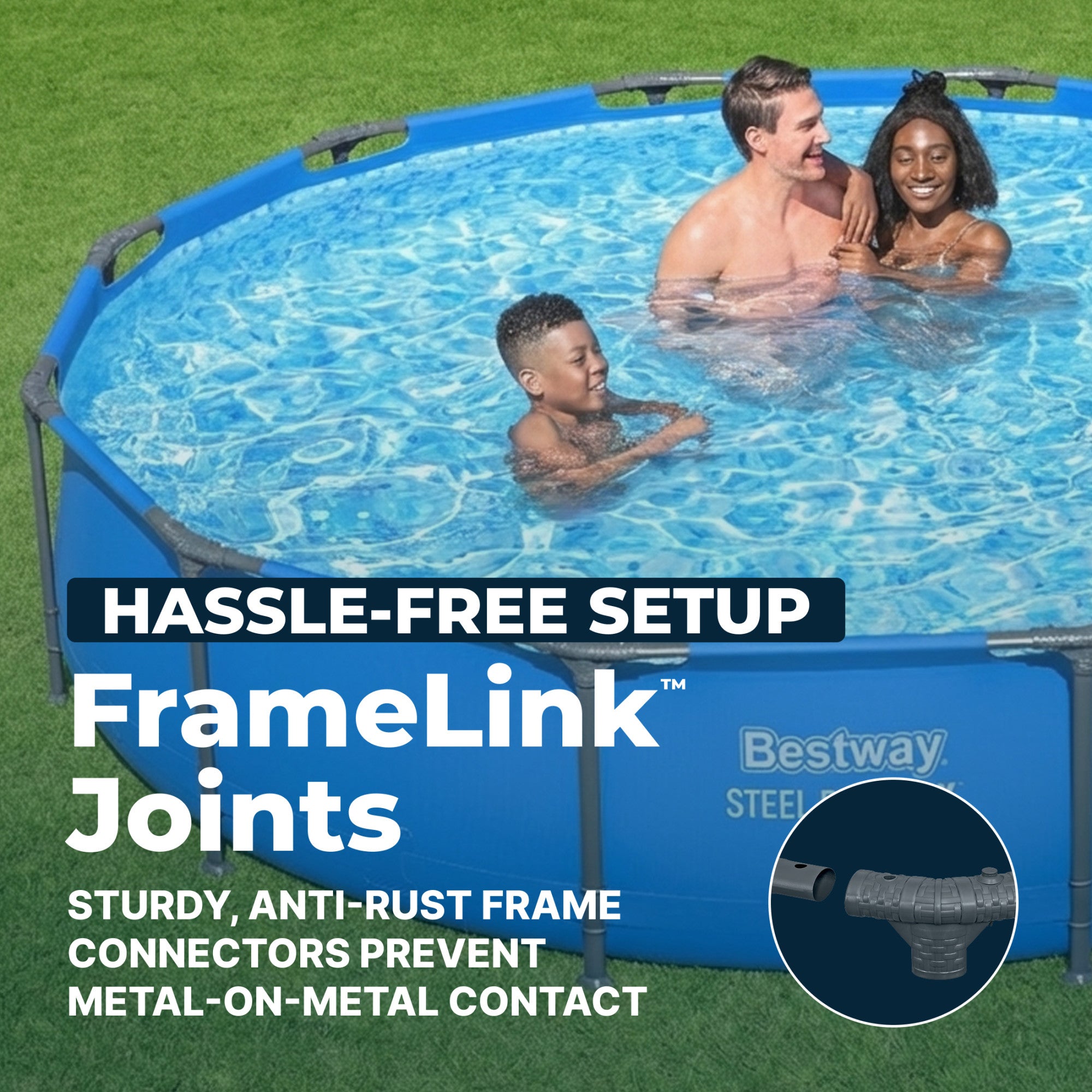 Bestway Steel Pro MAX 12’ x 30" Metal Frame Above Ground, POOL ONLY (Open Box)