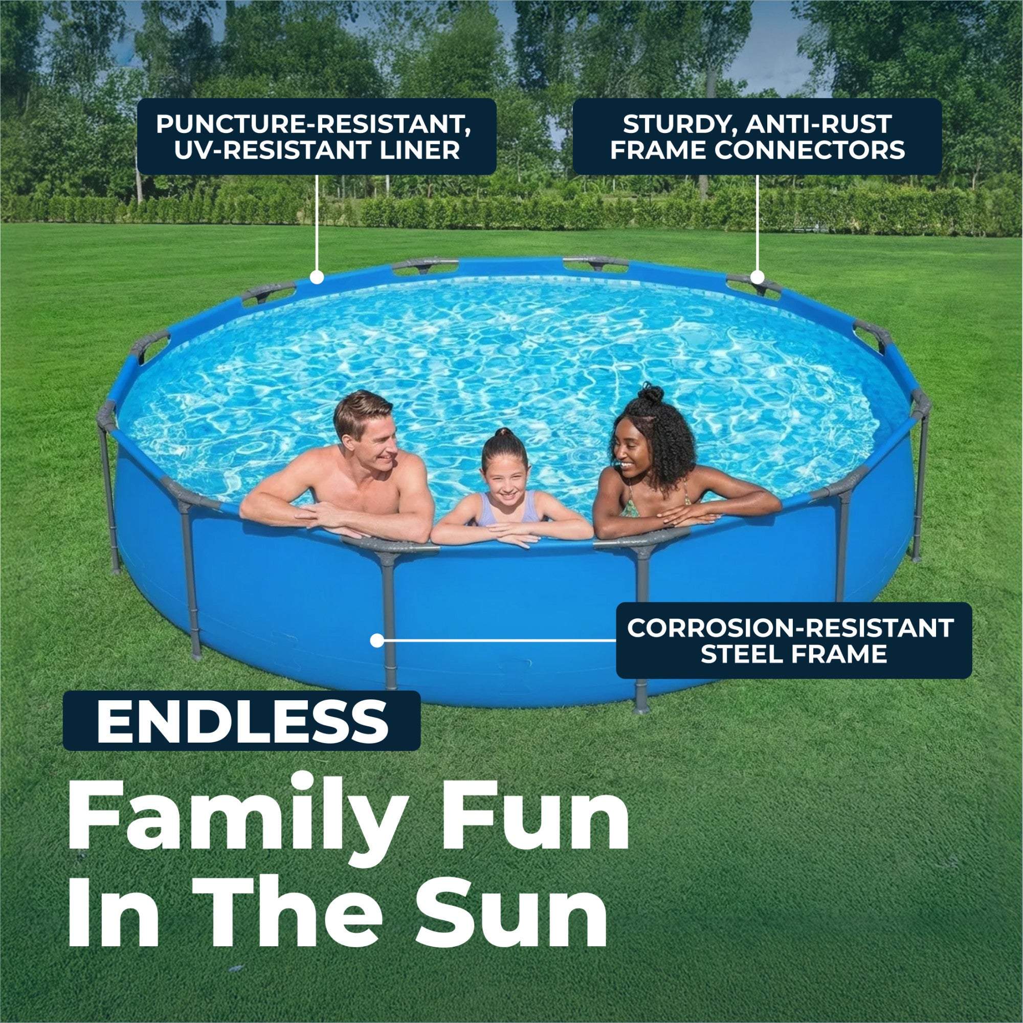 Bestway Steel Pro MAX 12’ x 30" Metal Frame Above Ground, POOL ONLY (Open Box)