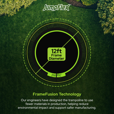 Jumpflex FLEX 12' Trampoline, Outdoor Play Equipment with PROJAM Basketball Hoop