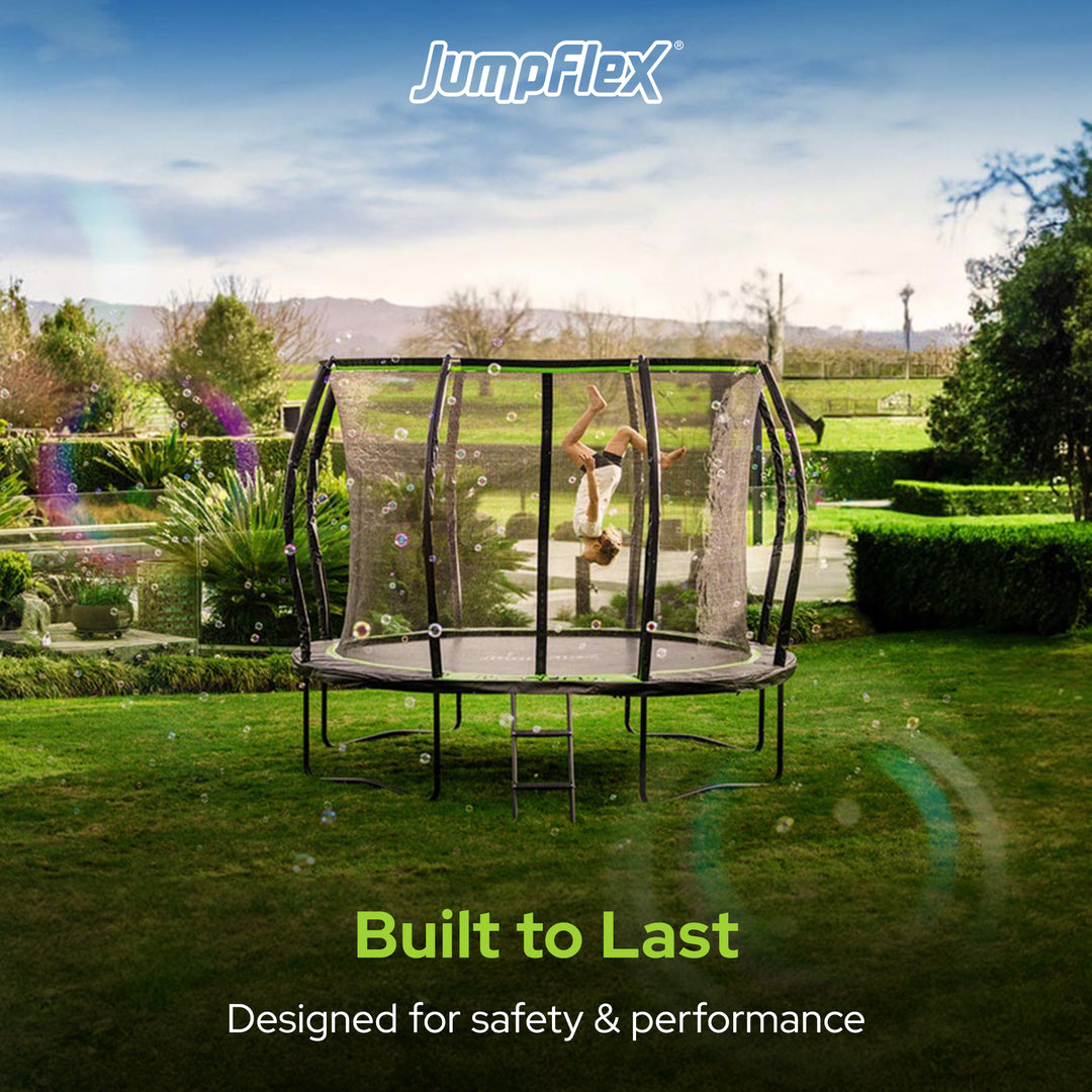 Jumpflex FLEX 12' Round Trampoline, Outdoor Play Equipment & Safety Net & Ladder