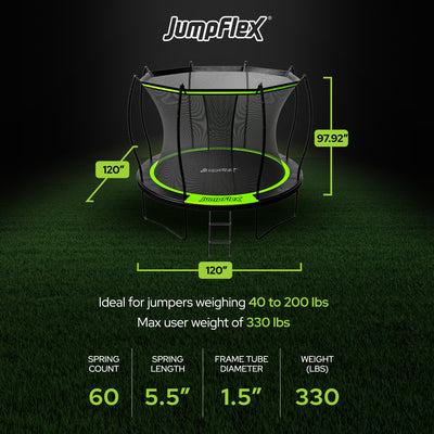 Jumpflex FLEX 10' Round Trampoline Outdoor Play Set with SMARTSHADE Canopy Cover - VMInnovations