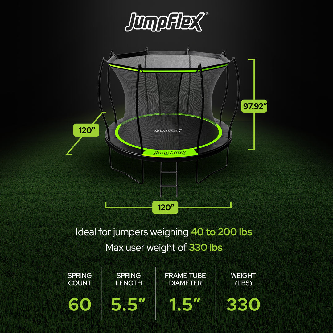 Jumpflex FLEX 10' Round Trampoline Outdoor Play Set with SMARTSHADE Canopy Cover - VMInnovations