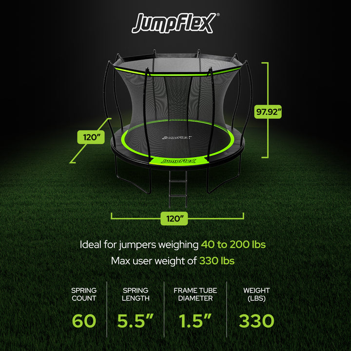 Jumpflex FLEX 10' Round Trampoline Outdoor Play Set with SMARTSHADE Canopy Cover - VMInnovations