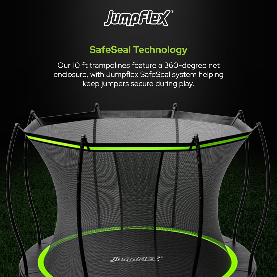 Jumpflex FLEX 10' Round Trampoline Outdoor Play Set with SMARTSHADE Canopy Cover - VMInnovations