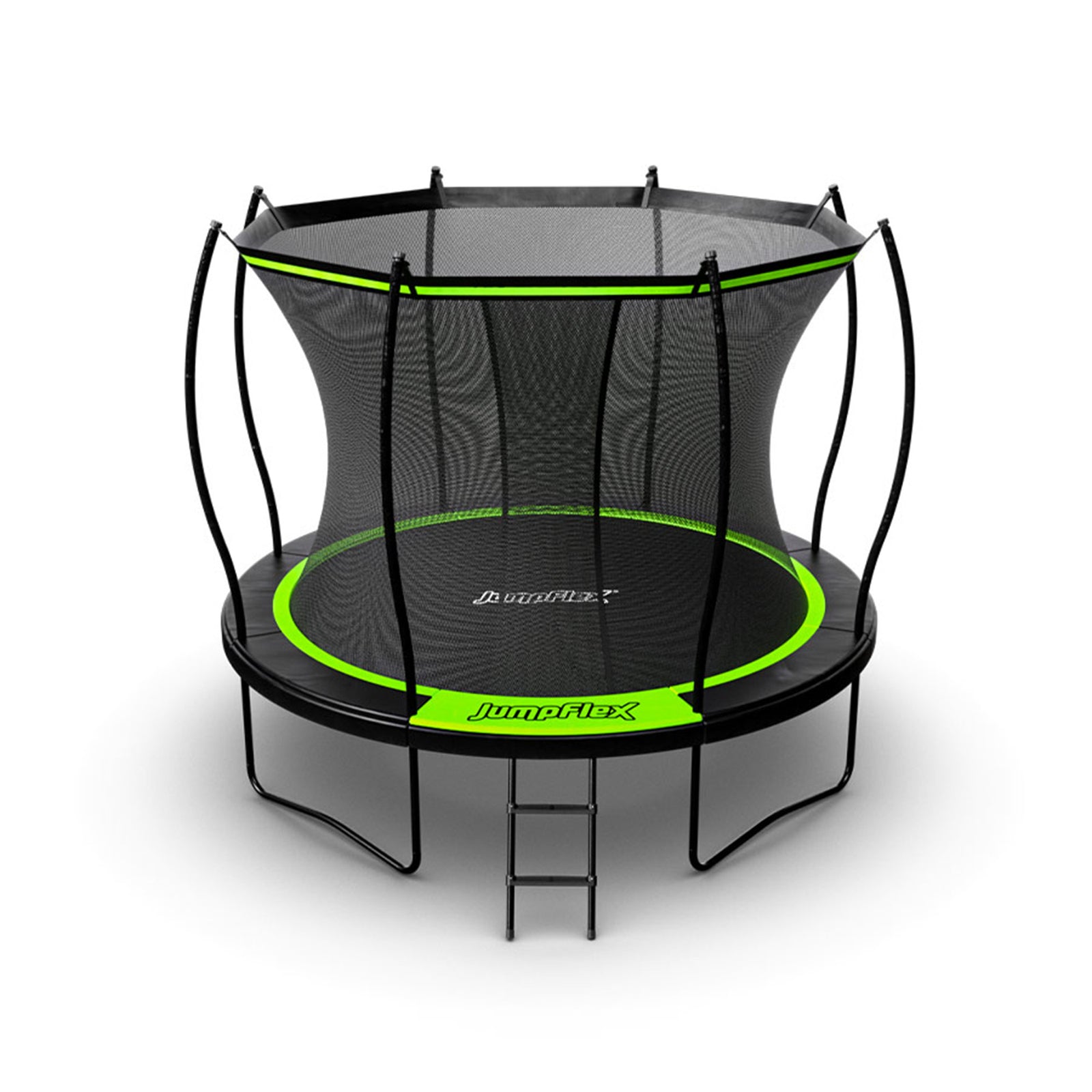 Jumpflex FLEX 10' Round Trampoline, Outdoor Play Equipment & Safety Net & Ladder - VMInnovations