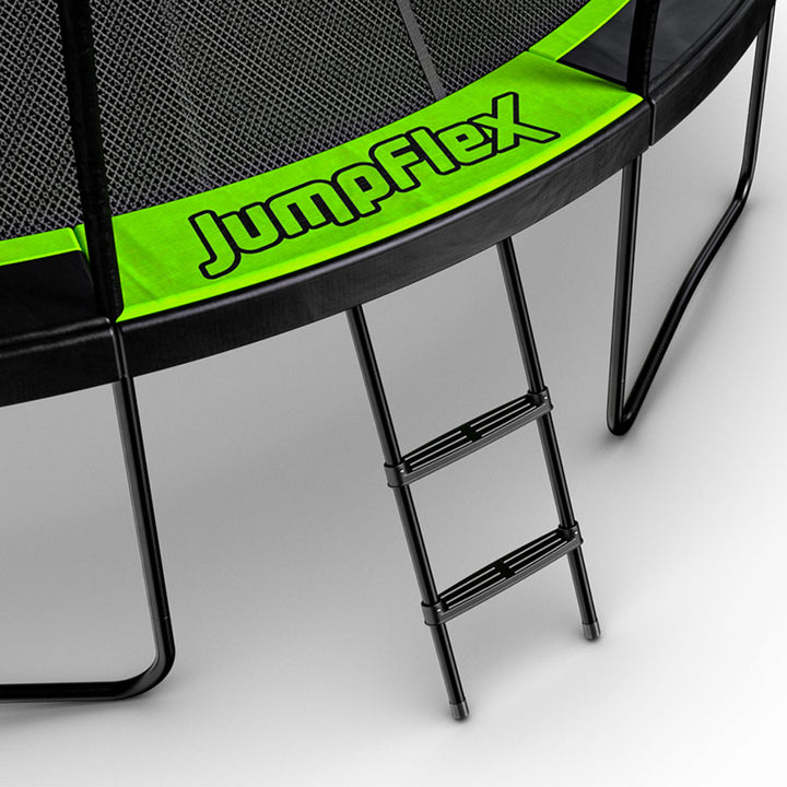 Jumpflex FLEX 8' Round Trampoline, Outdoor Play Equipment w/ Safety Net & Ladder