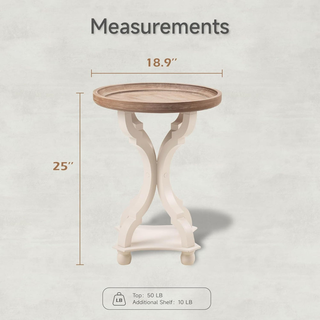 COZAYH Round Rustic Wood End Table Accent Nightstand SideTable Bedroom(Open Box)