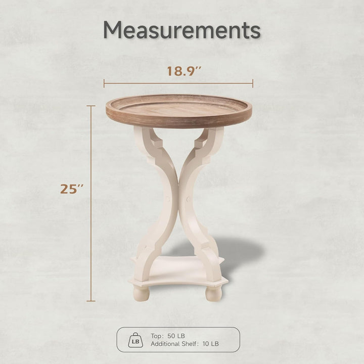 COZAYH Round Rustic Wood End Table Accent Nightstand SideTable Bedroom(Open Box)