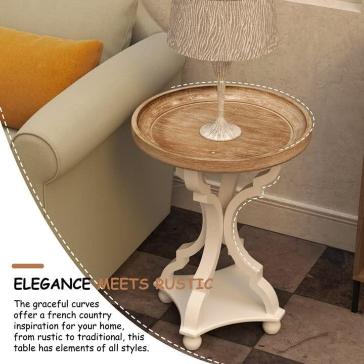 COZAYH Round Rustic Wood End Table Accent Nightstand SideTable Bedroom(Open Box)