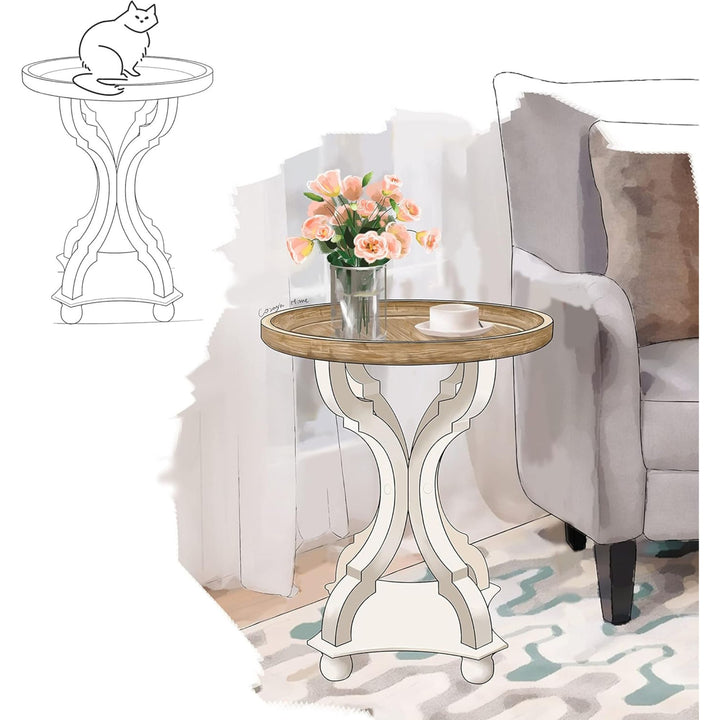 COZAYH Round Rustic Wood End Table Accent Nightstand SideTable Bedroom(Open Box)