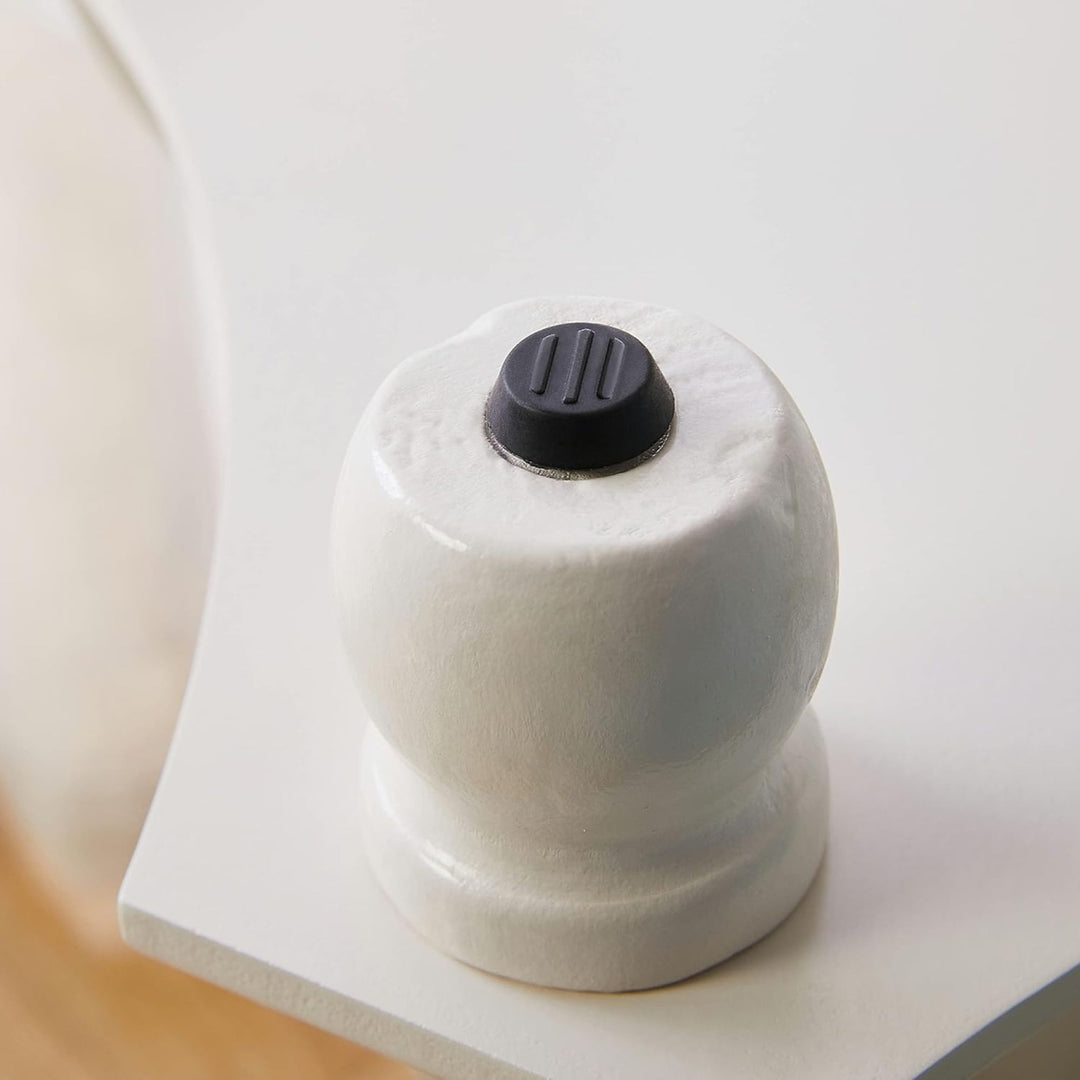 COZAYH Round Rustic Wood Accent Tray Top Nightstand Side Table, White, Set of 2