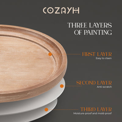 COZAYH Round Rustic Wooden Accent Tray Top Nightstand Side Table, (For Parts)