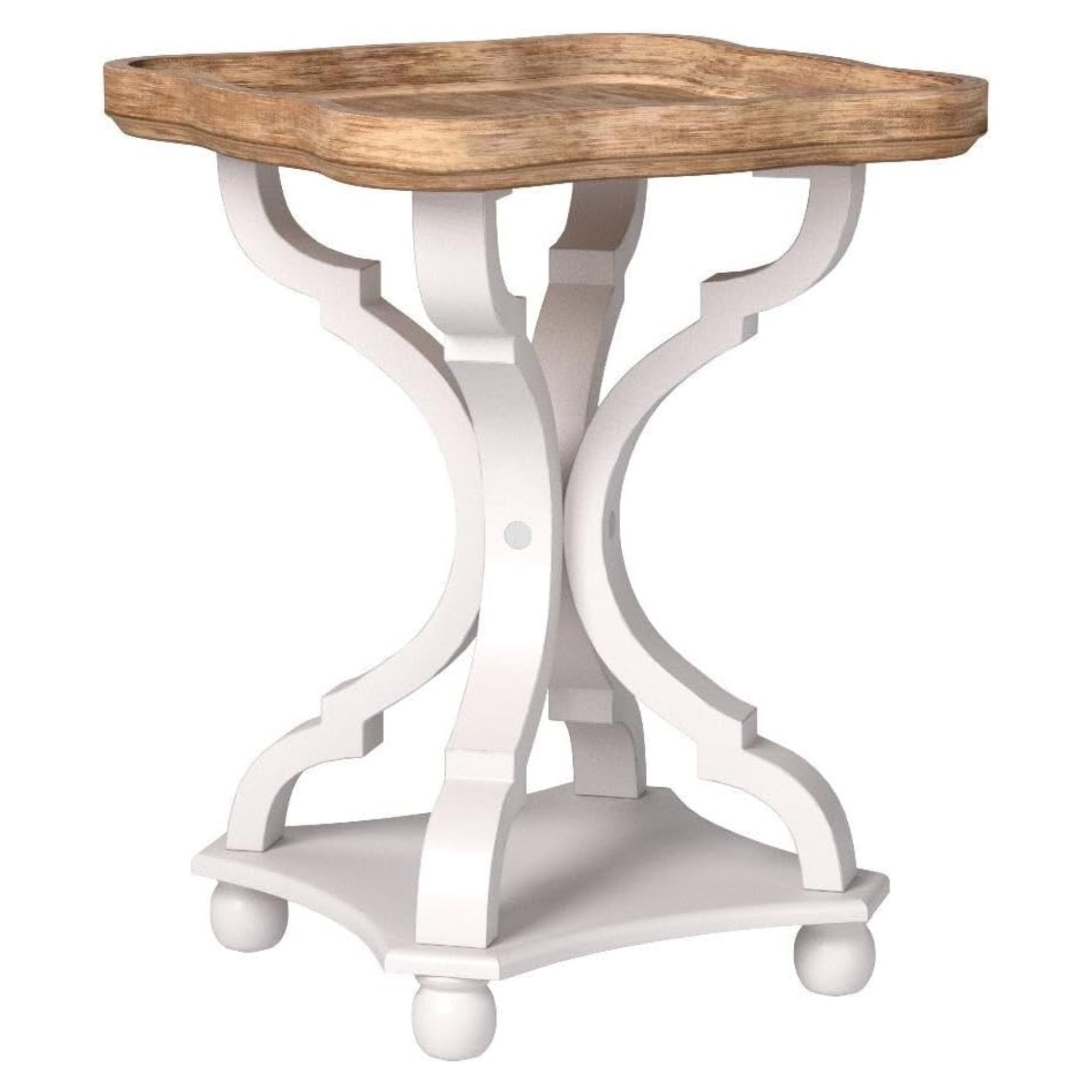 COZAYH Square Rustic Wooden Accent Tray Top Nightstand Side Table, Set of 2
