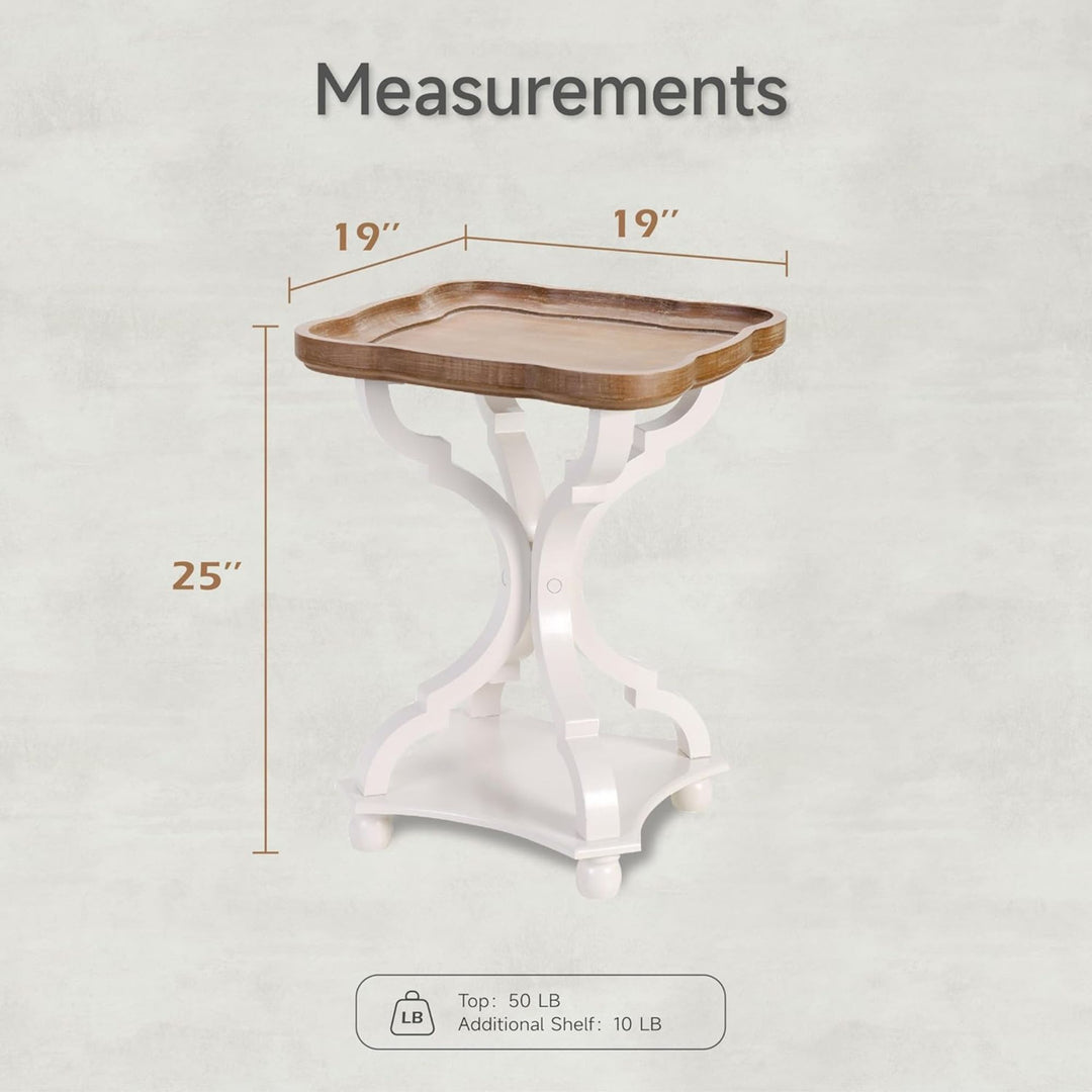 COZAYH Square Rustic Wood End Table Accent Bedroom Side Table, White (Open Box)