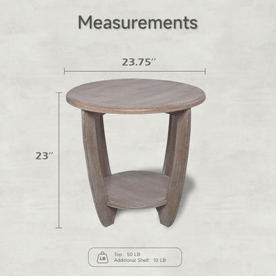 COZAYH Rustic Farmhouse Wooden End Table with Storage Shelf, Vintage Grey Finish