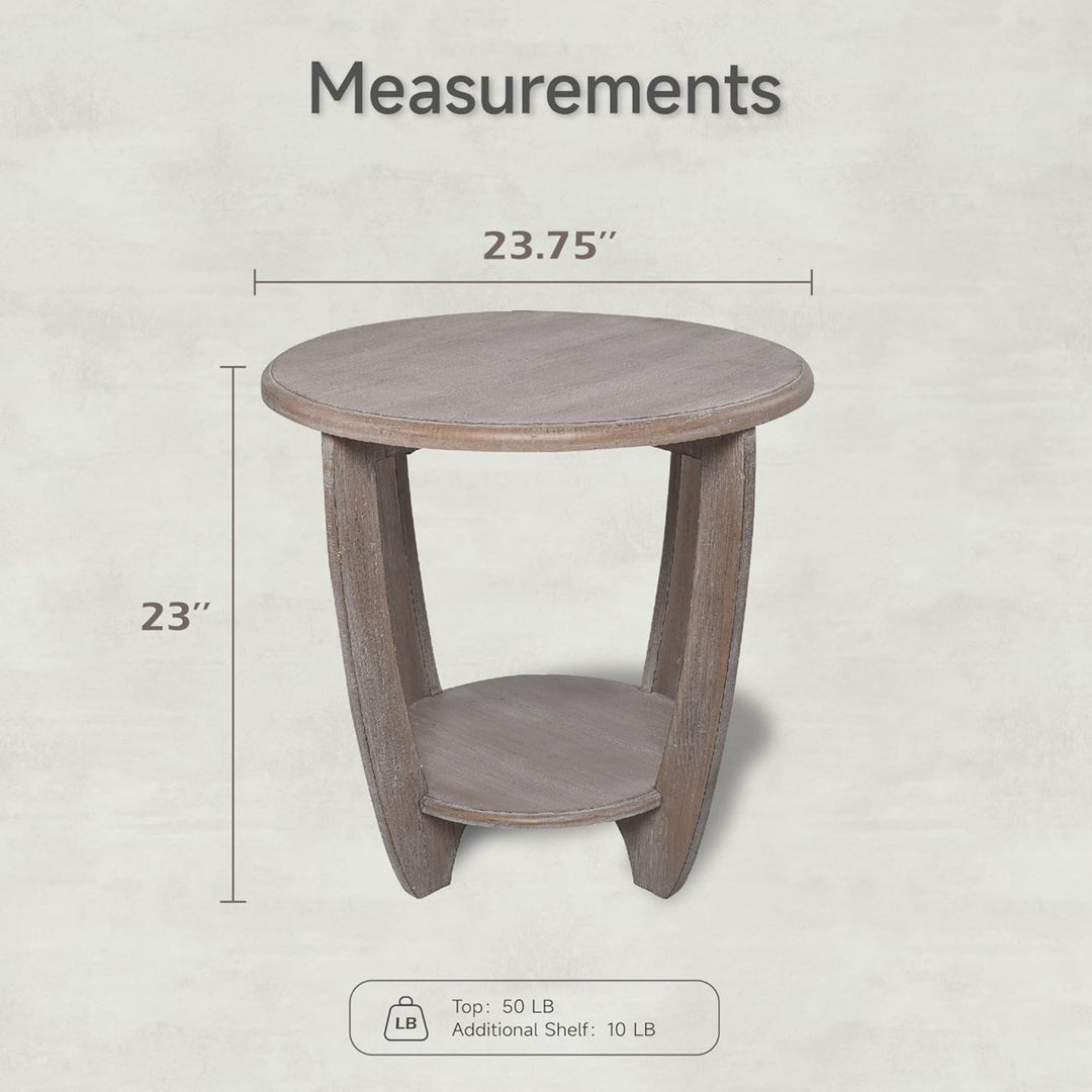 COZAYH Rustic Farmhouse Wooden End Table with Storage Shelf, Grey(Open Box)
