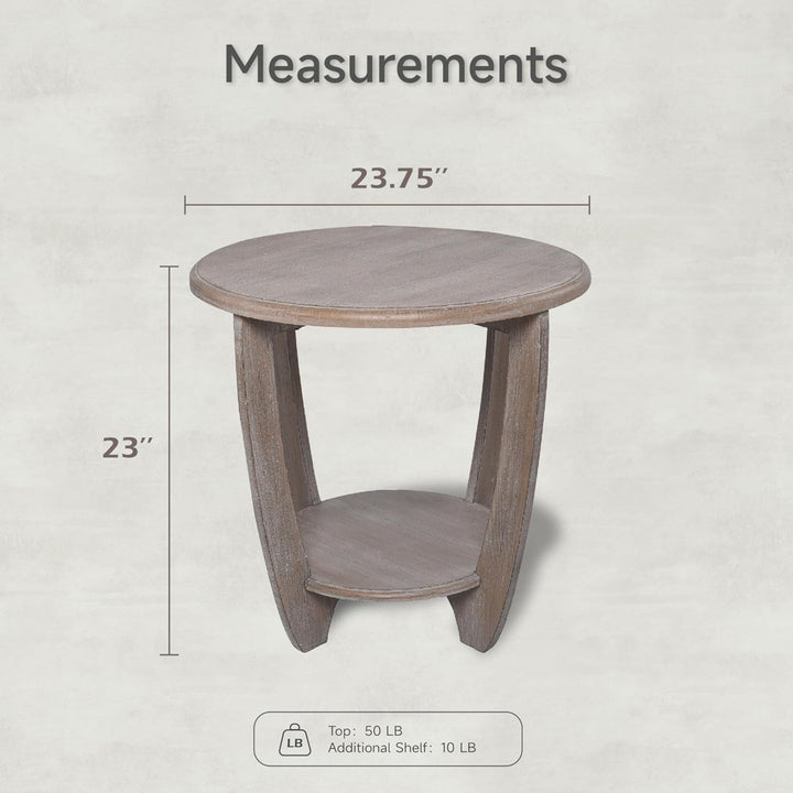 COZAYH Rustic Farmhouse Wooden End Table with Storage Shelf, Grey(Open Box)