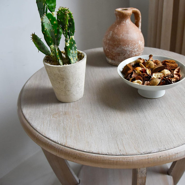 COZAYH Rustic Farmhouse Wooden End Table with Storage Shell (For Parts)