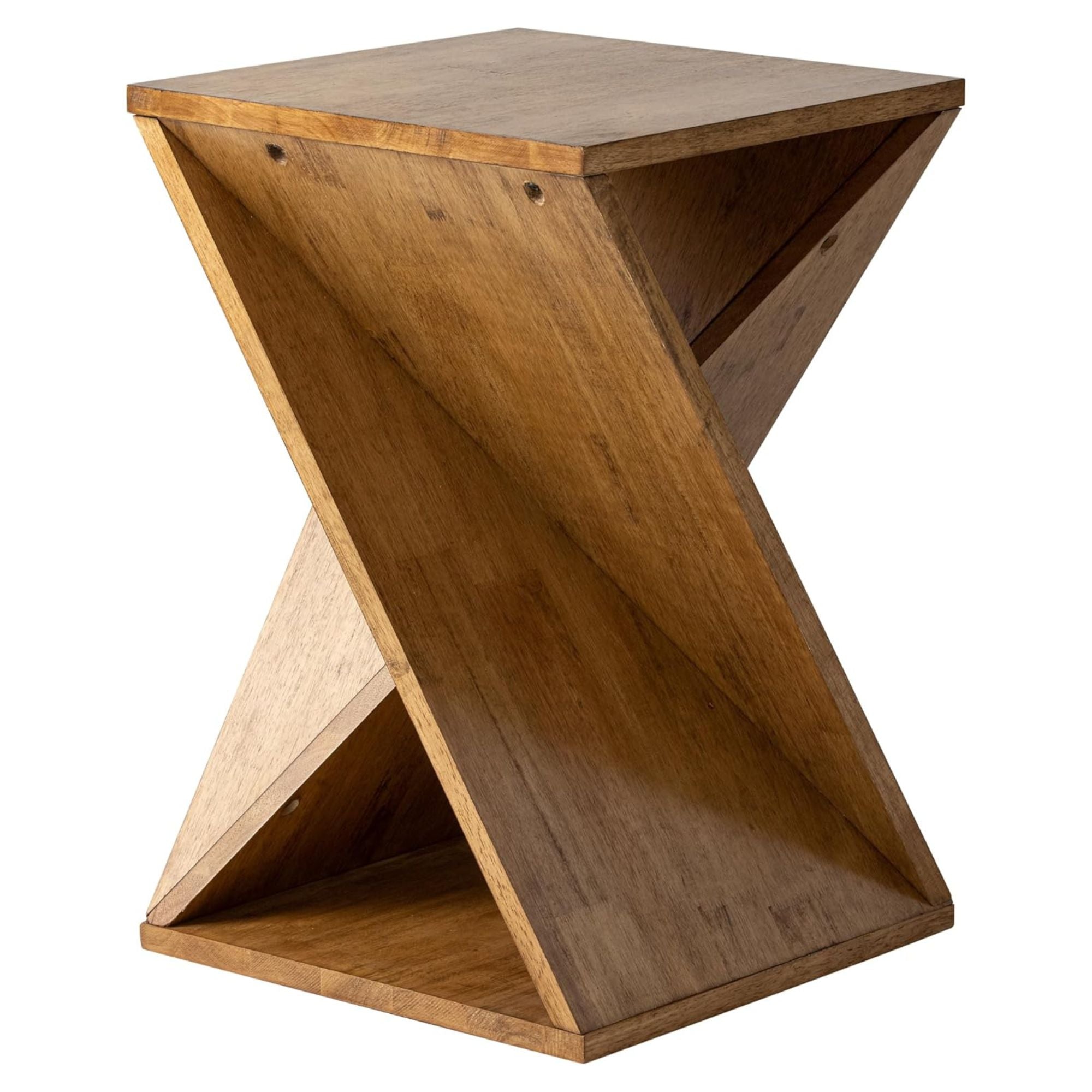 COZAYH Farmhouse End Table, Square Solid Pedestal Design, for Living Room, Brown - VMInnovations