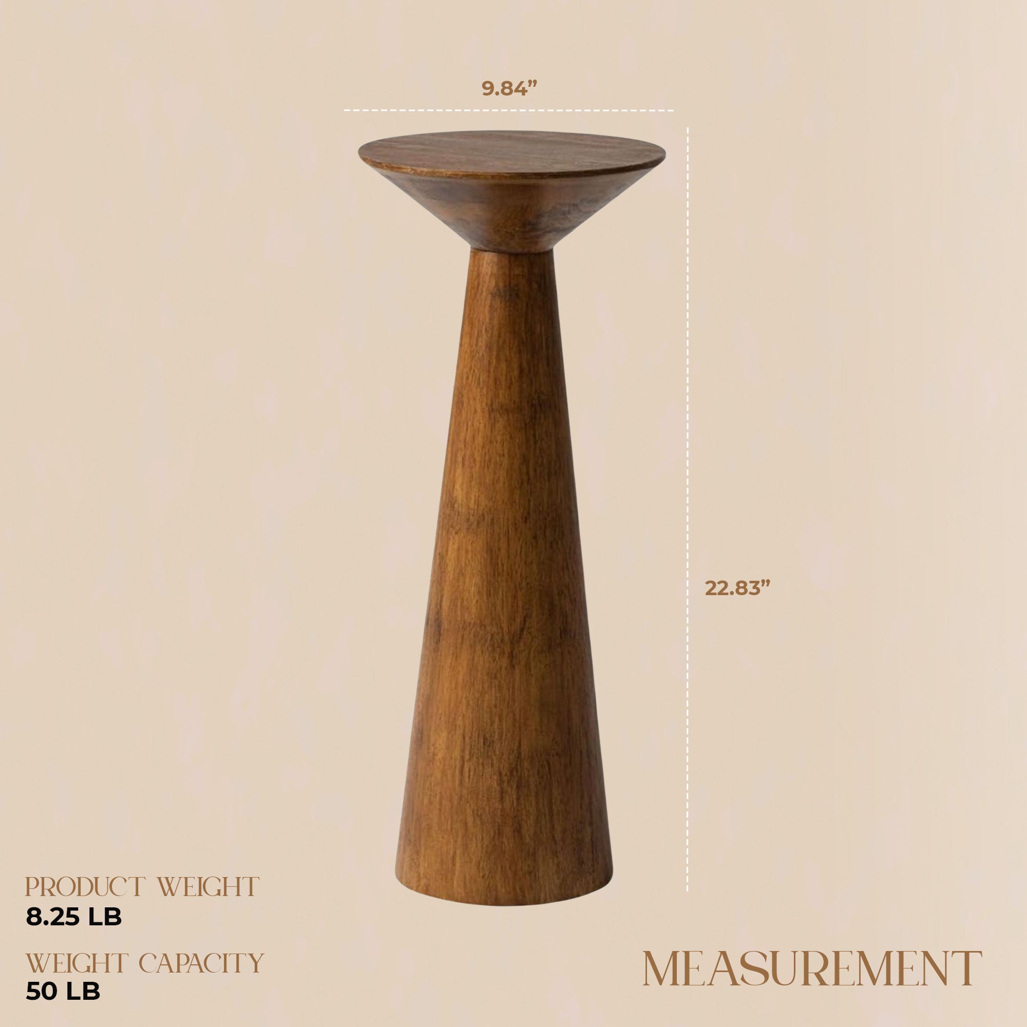 COZAYH Pedestal Tall Round Martini Table for Living Rooms or Bedrooms, Walnut - VMInnovations