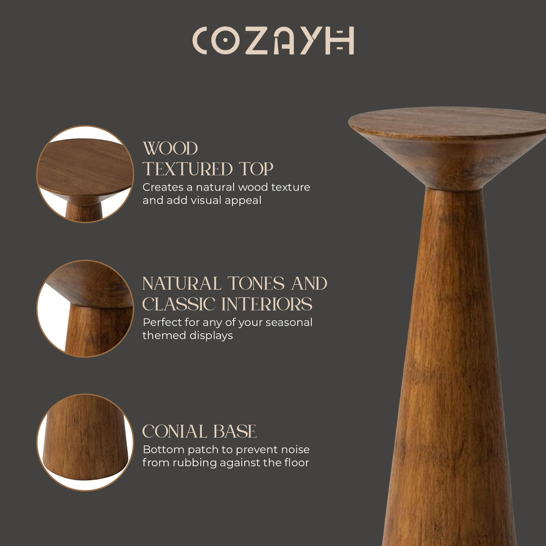 COZAYH Pedestal Tall Round Martini Table for Living Rooms or Bedrooms, Walnut
