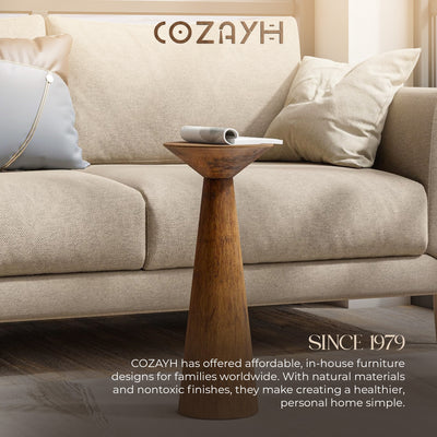 COZAYH Pedestal Tall Round Martini Table for Living Rooms or Bedrooms, Walnut - VMInnovations
