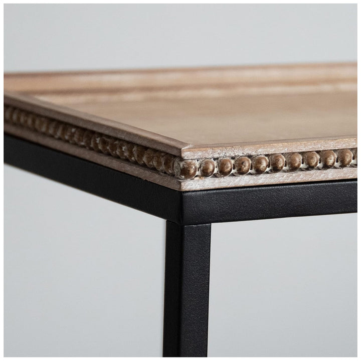 COZAYH Farmhouse C End Table, Accent Furniture with Beaded Edge Tray Top, Black